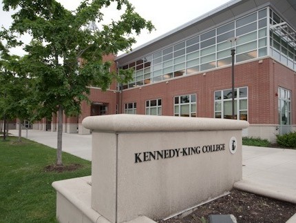 Kennedy-King College building and entrance sign